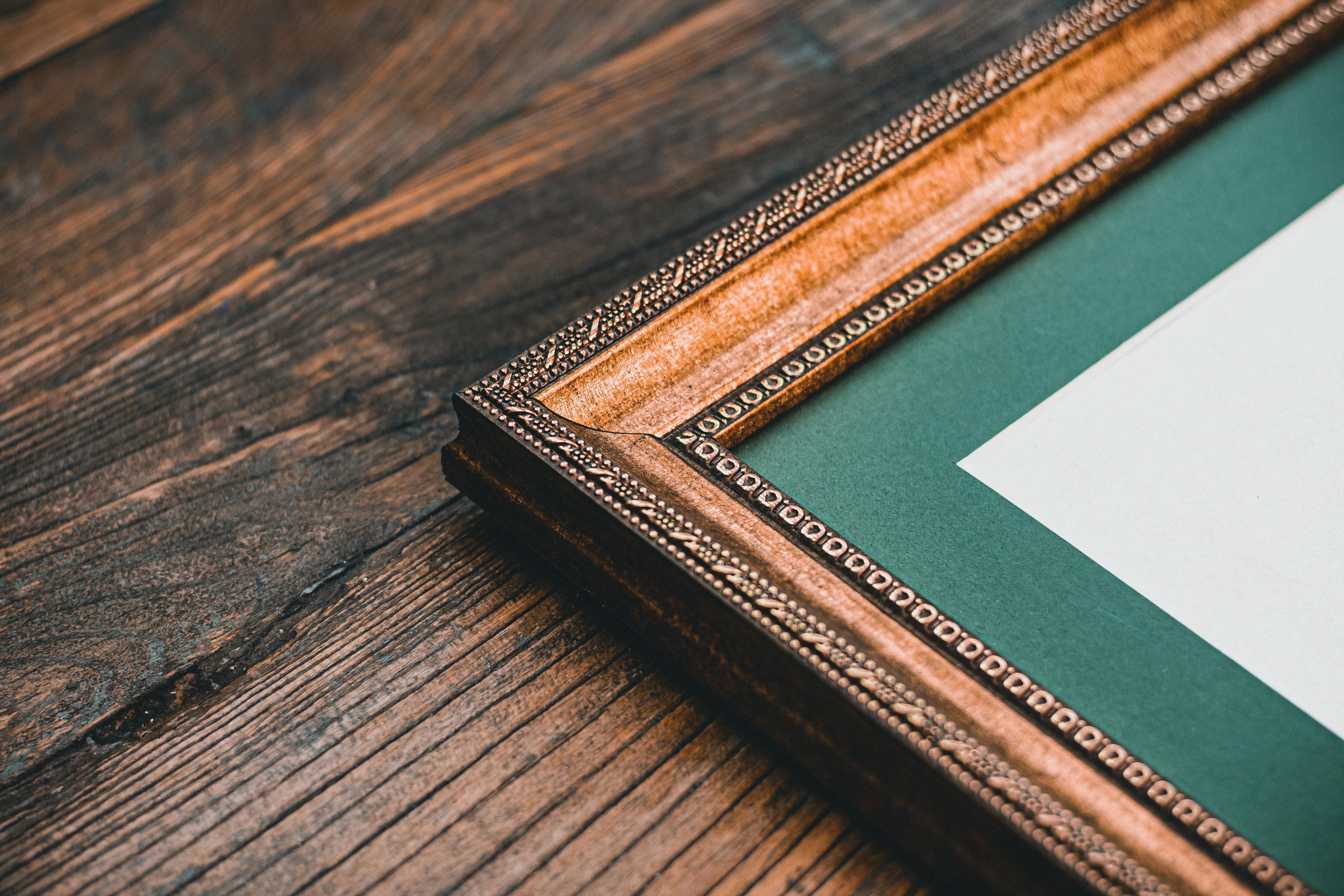 Custom framed art in a warm home setting