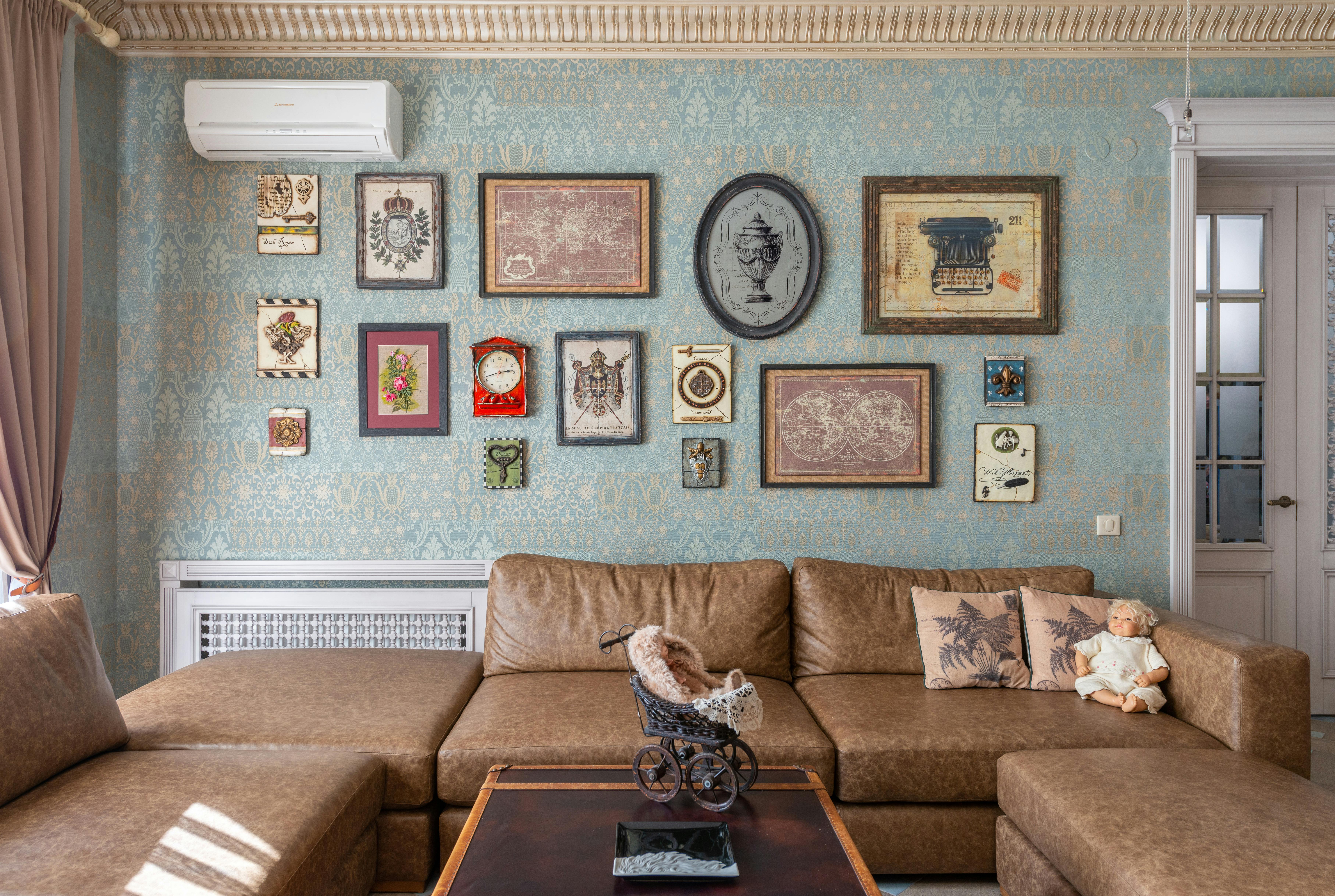 Framed art in a warm, lived-in home setting